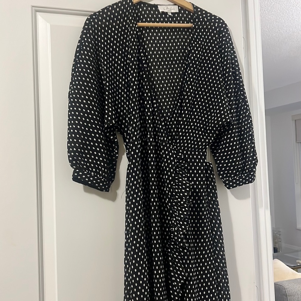 L’academie polka dot wrap dress
